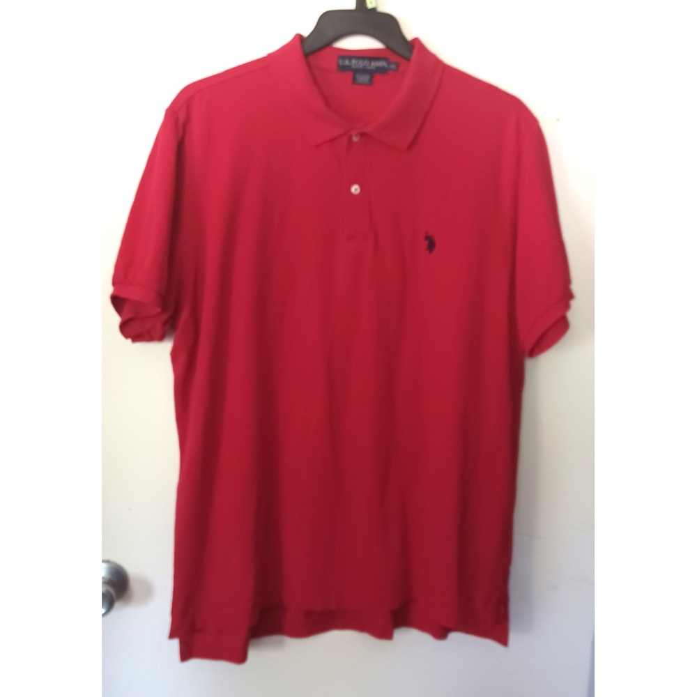 US Polo Assn Men XXL Red Cotton Pique Polo Shirt Preppy Tennis Golf #11601588